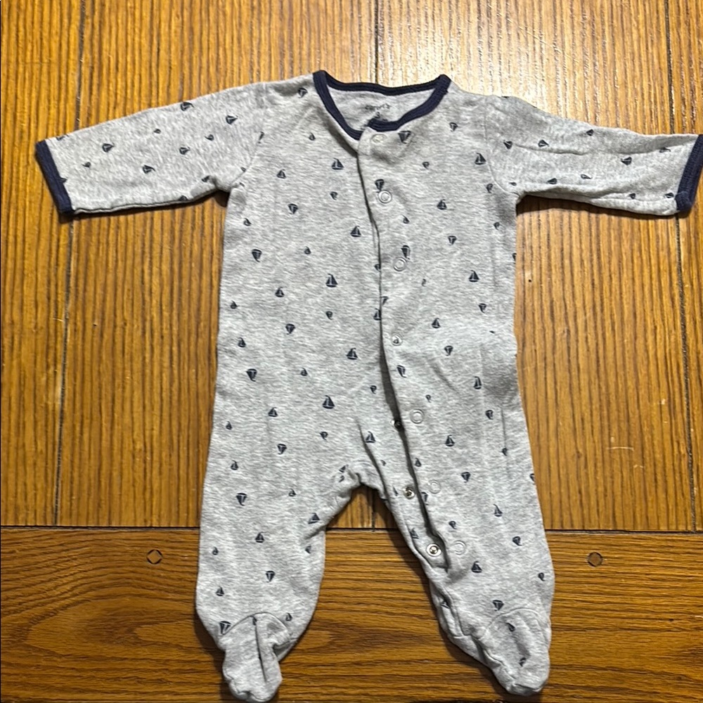 Gray Sailboat Print Kids One Piece